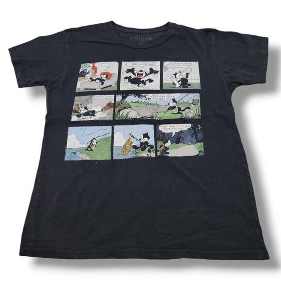 Felix The Cat Shirt Size Small S Relaxing Day Comic Strip Graphic Print T-Shirt - Picture 1 of 7